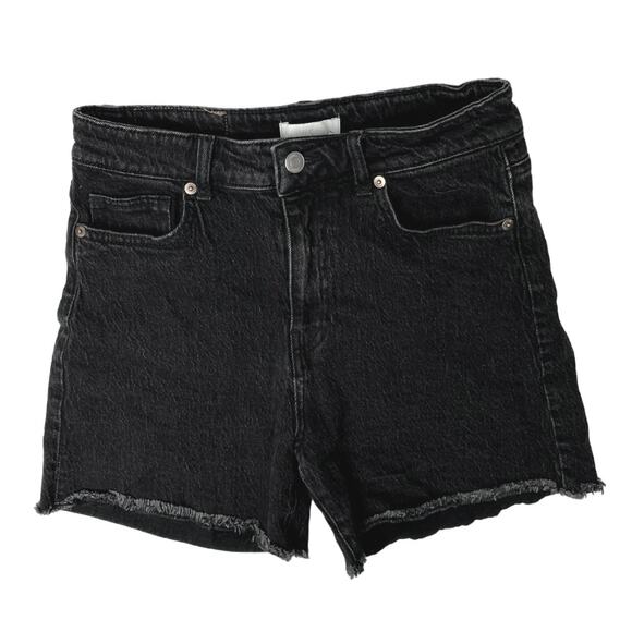 H&M Pants - H&M Women's Black Solid High Rise Straight Denim Jeans Cut Off Mini Short Size 8